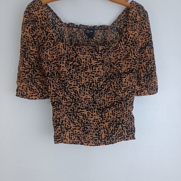 Free press square neck tan cashew texture strokes top size M - Picture 1 of 5